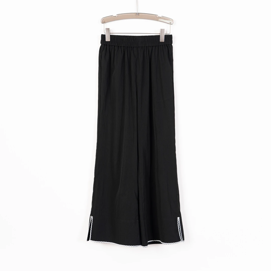 PK250611新款百搭女士大码宽松夏季薄款百搭休闲喇叭裤开叉时尚