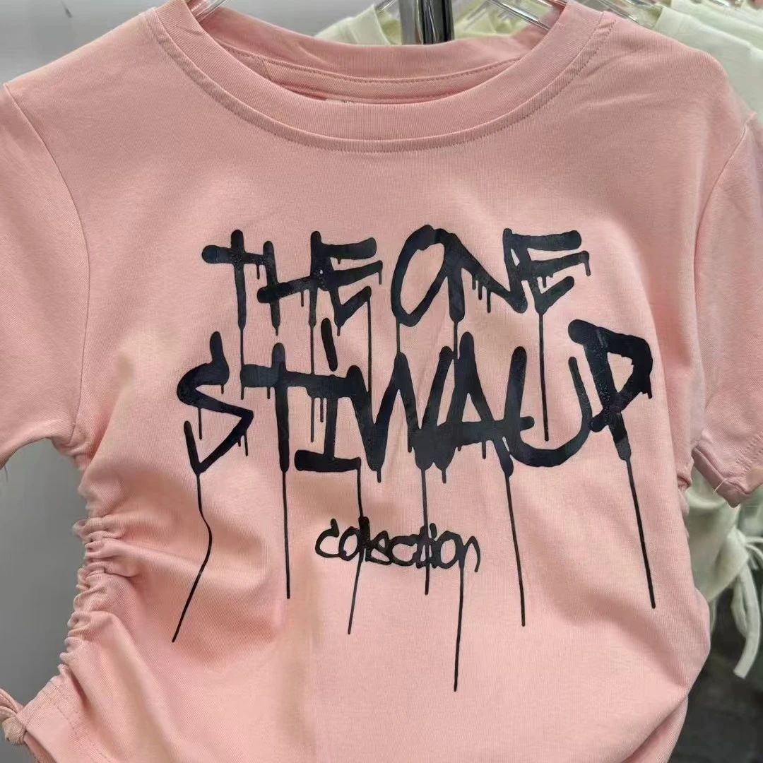 时尚辣妹短袖纯棉休闲圆领印花夏季百搭