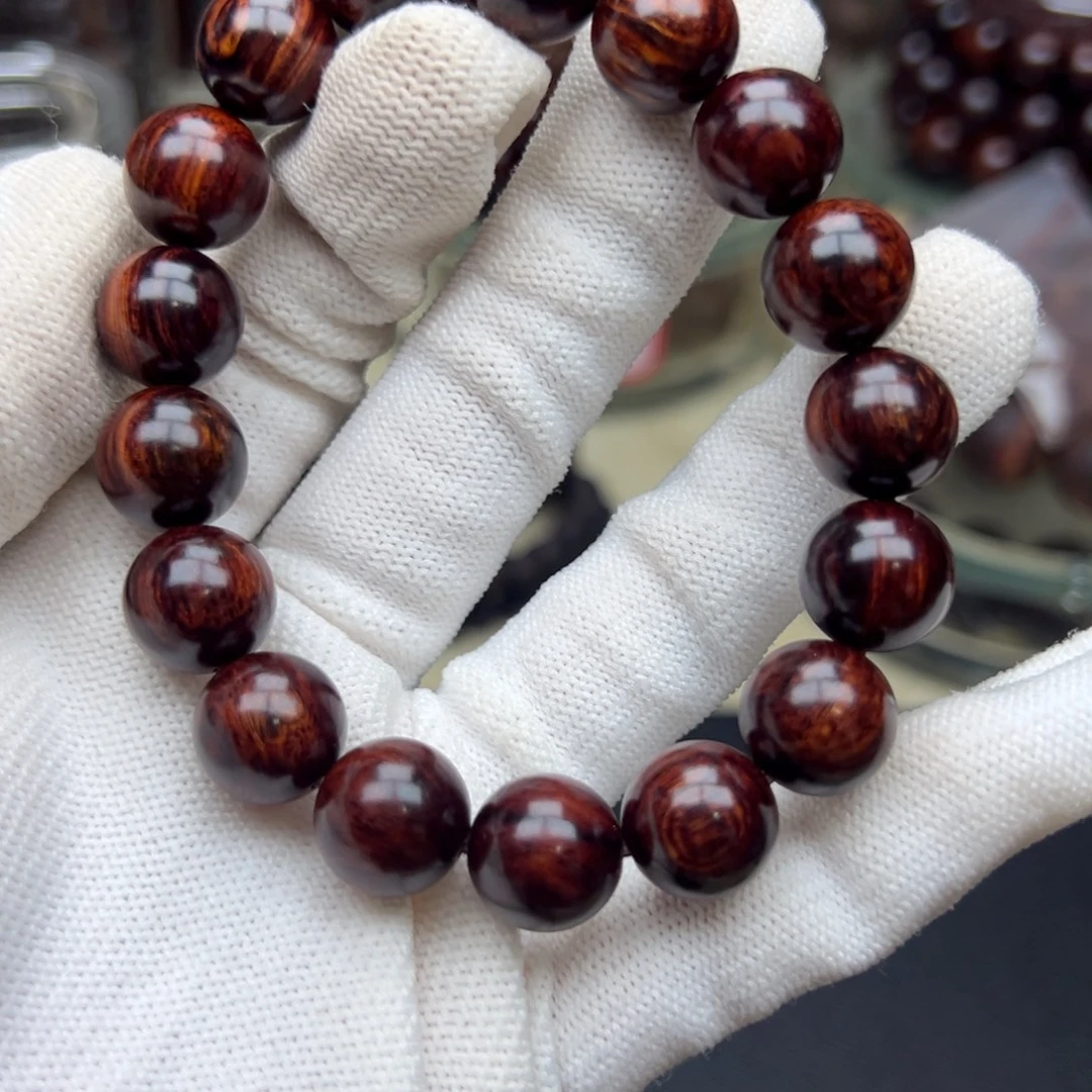 清***物花梨木类海南红降12黑金满油单圈