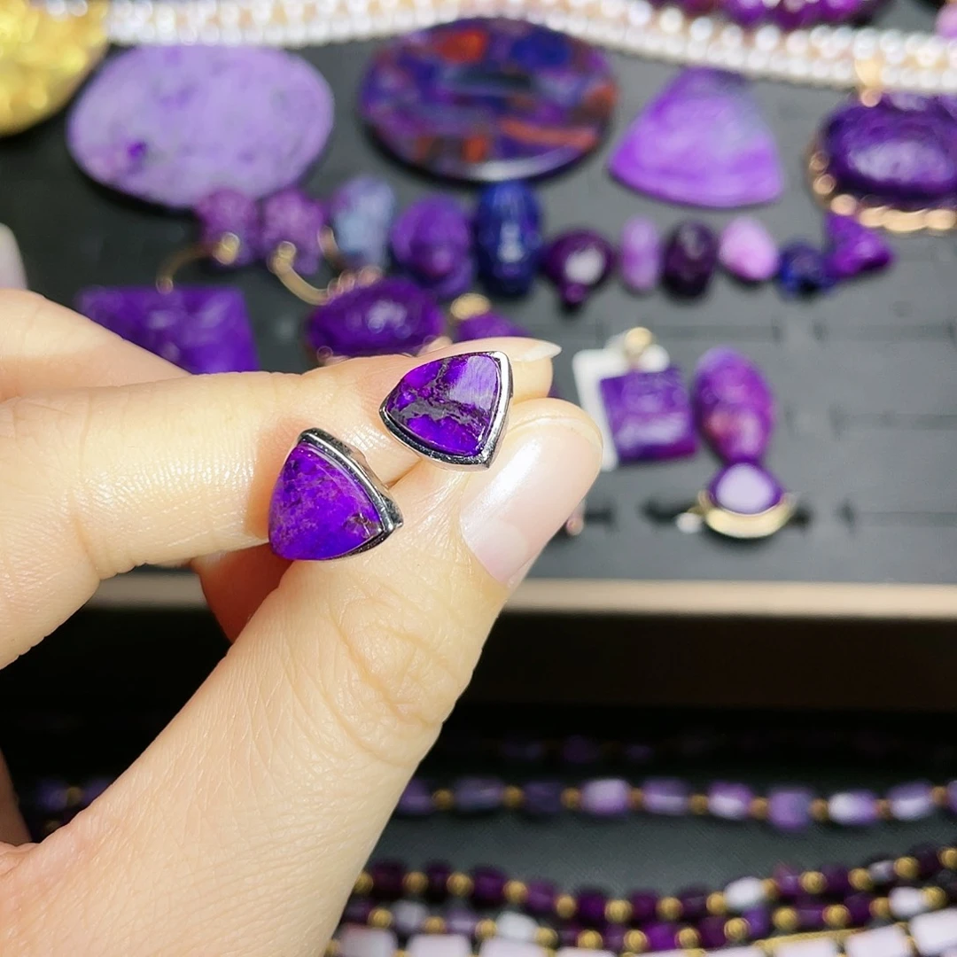 苏纪石（舒俱来）耳钉银S925镶嵌