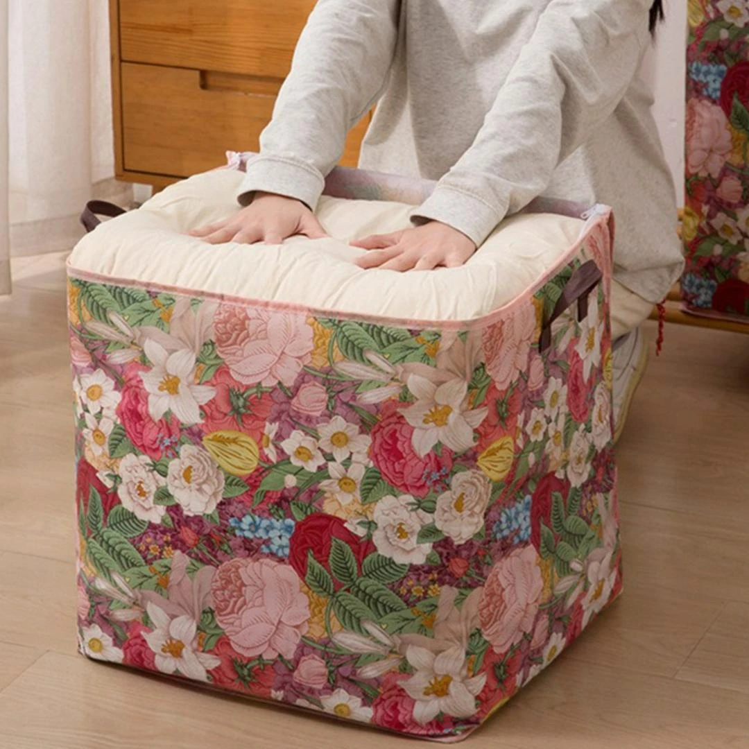 【芙蓉精选】繁花似锦收纳箱双拉链防水防潮搬家袋布艺LMQ