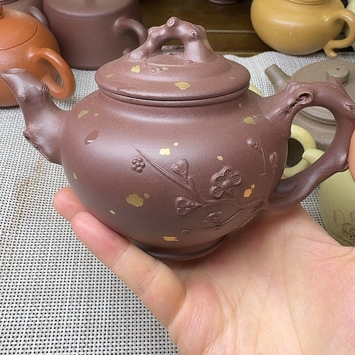 北***影茶壶紫砂洒金紫泥报春