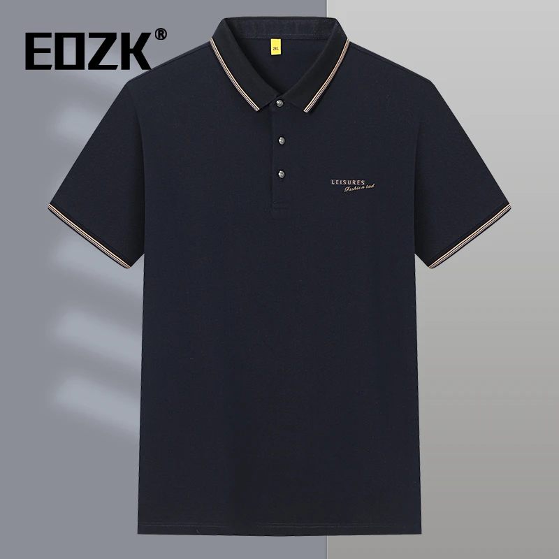 Eozk大码男装商务休闲半袖T恤翻领纯棉polo衫夏季加肥加大短袖t恤