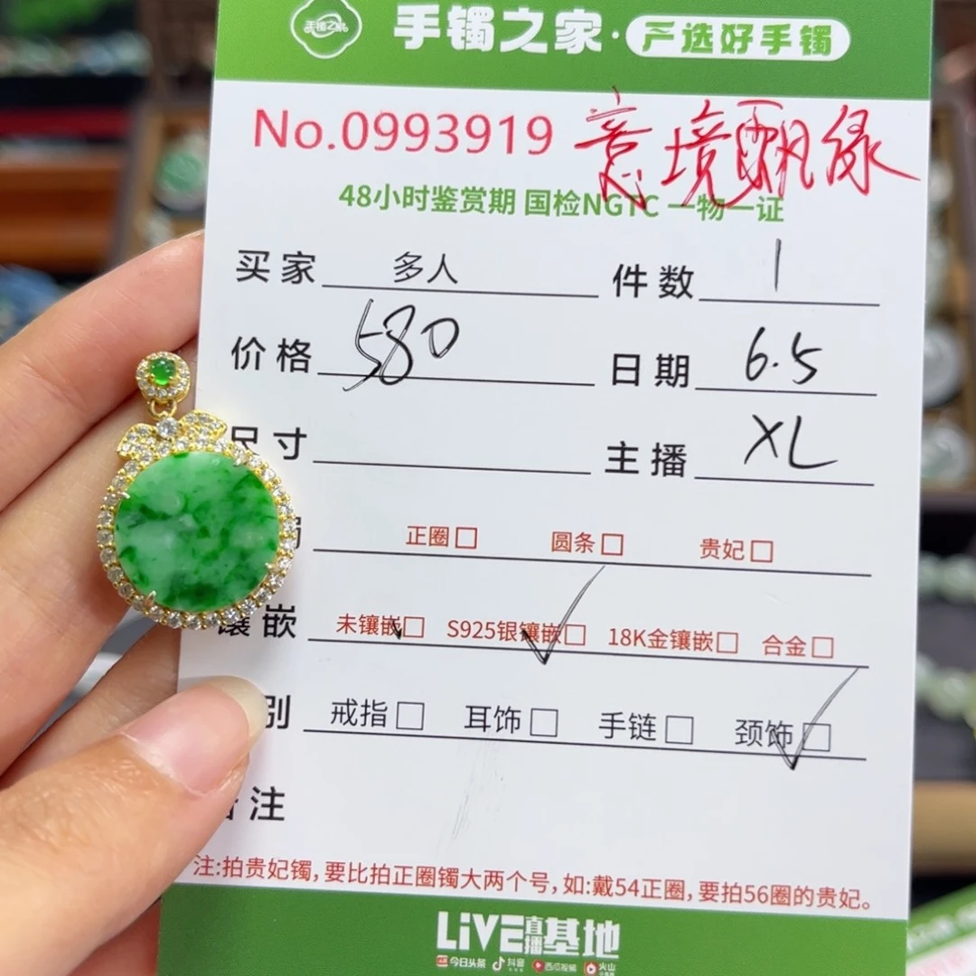 翡翠银S925镶嵌颈饰多人