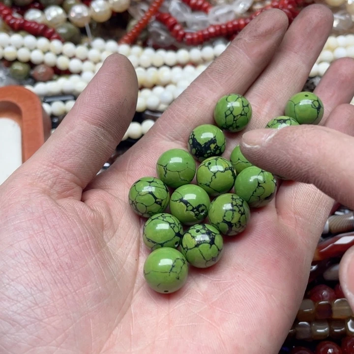 玛瑙/玉髓合金珠宝半成品15个14mm乌兰花