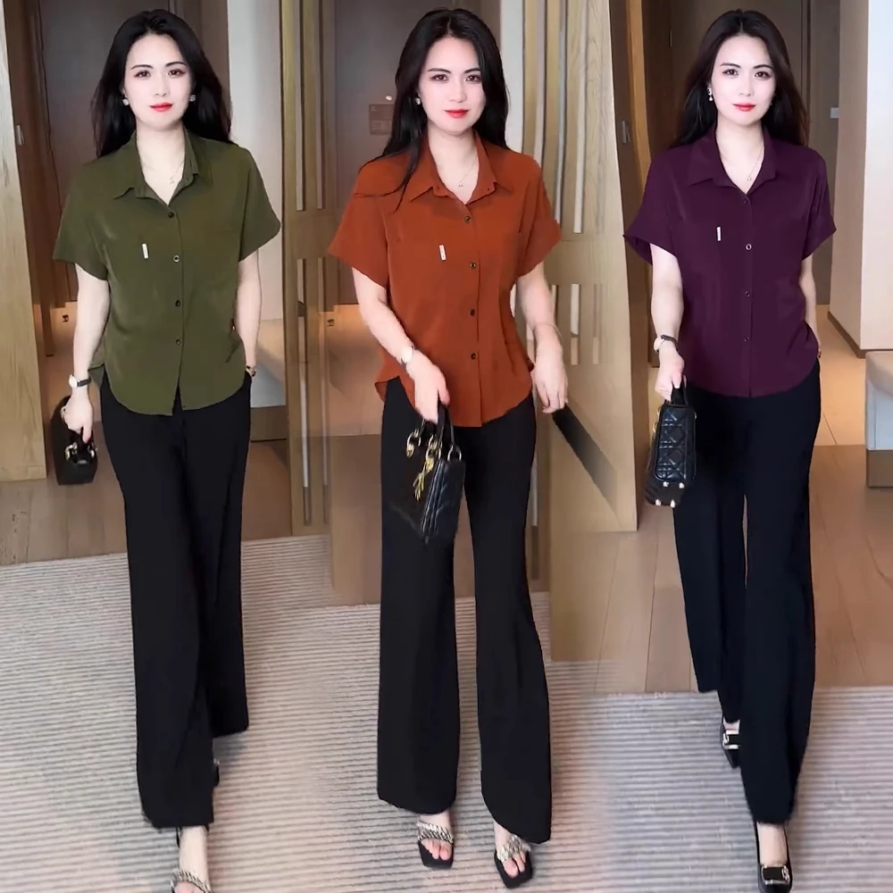 时尚套装2025夏季新款休闲洋气气质显瘦减龄女神短袖上衣直筒裤