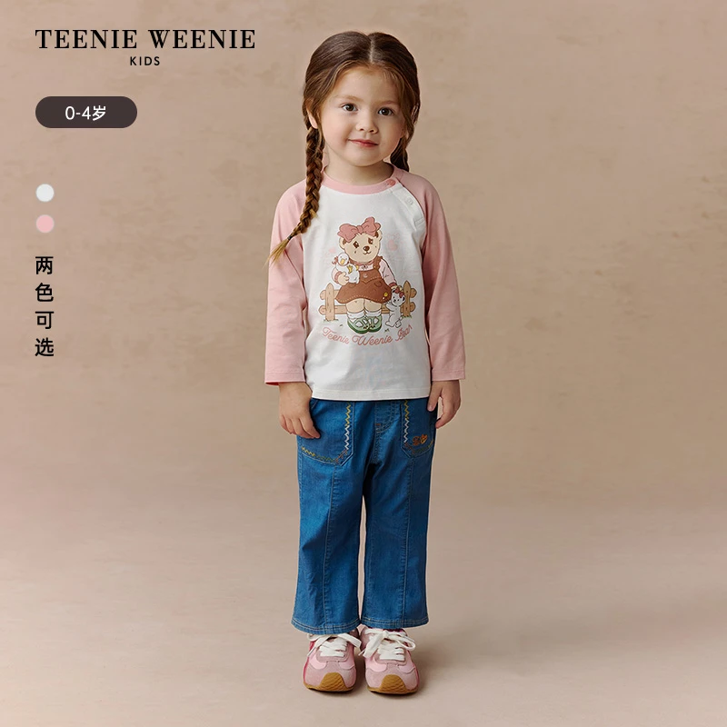 TeenieWeenieKids小熊童装25年秋季插肩长袖印花T恤T0LA253858K