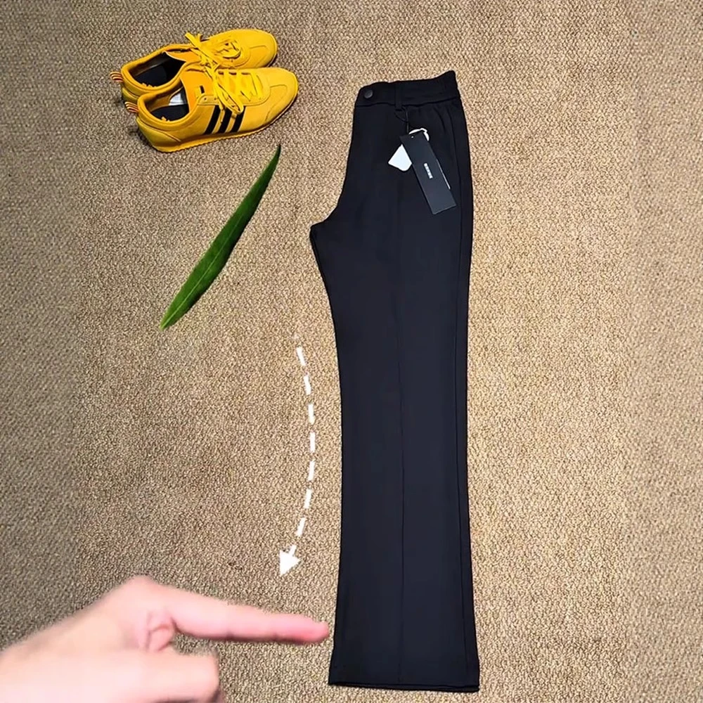 柳叶弯刀西裤男款夏季冰丝凉感裤子大码显瘦直筒微喇裤