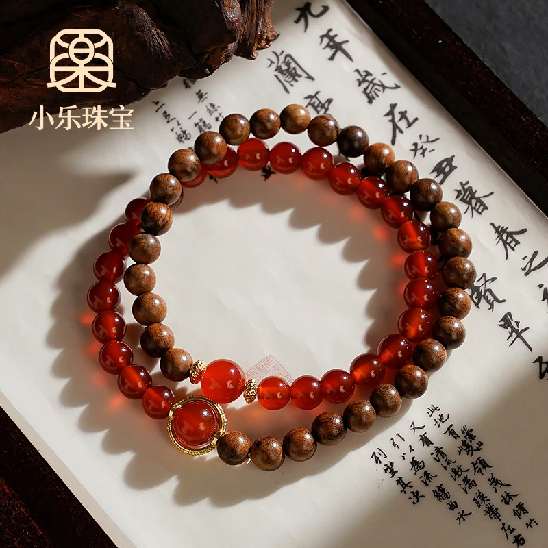轻奢双圈红玛瑙文玩木串女款手链多样性发一-10251