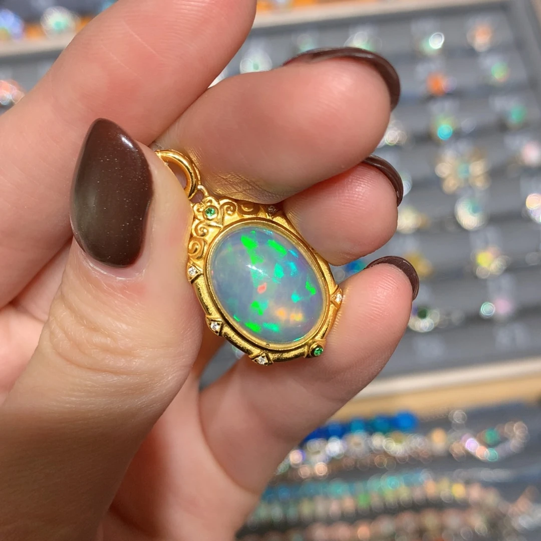 银S925镶嵌欧泊吊坠t