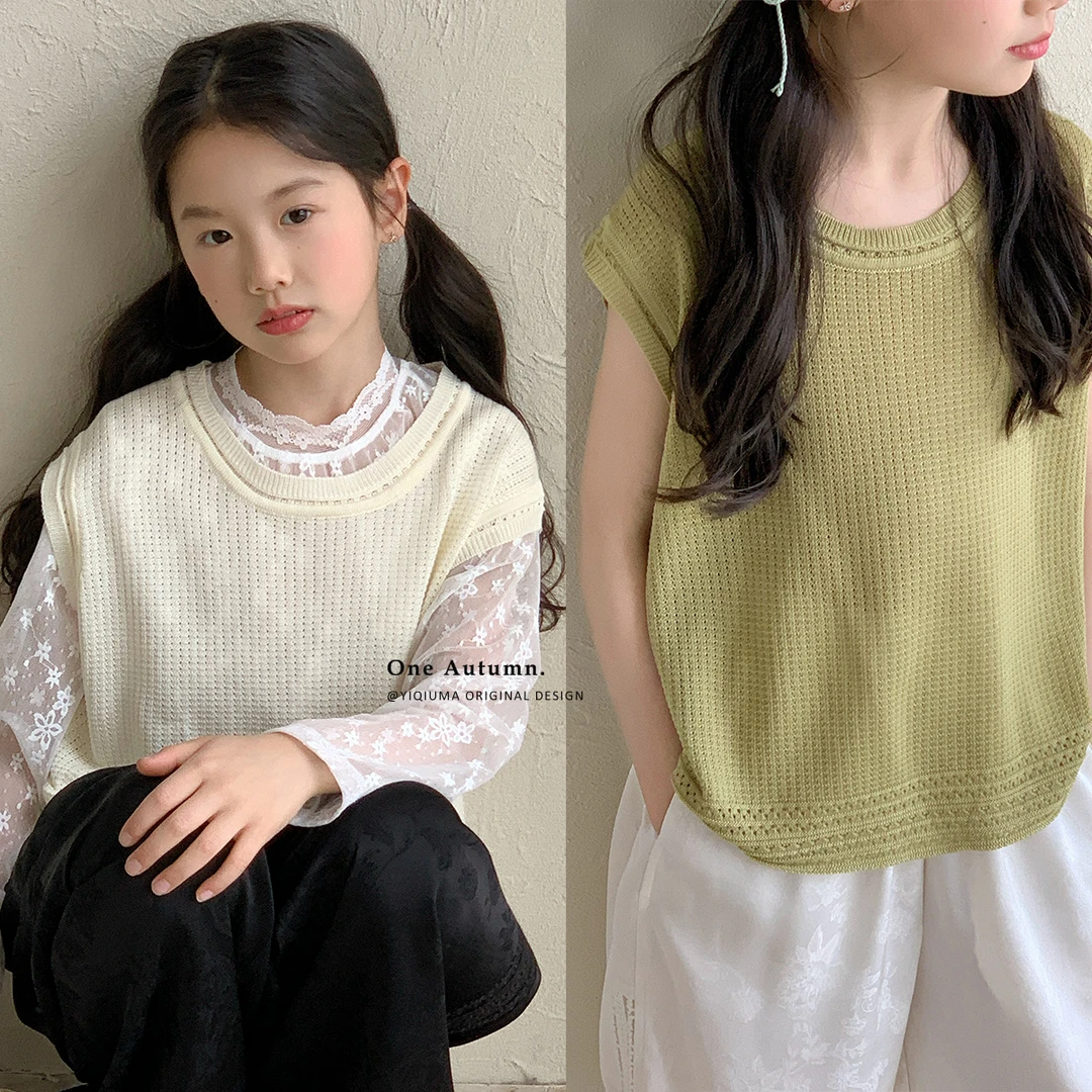 现货「壹秋.ONE AUTUMN」【心动讯号】圆领针织衫女童夏上衣【GX1019】