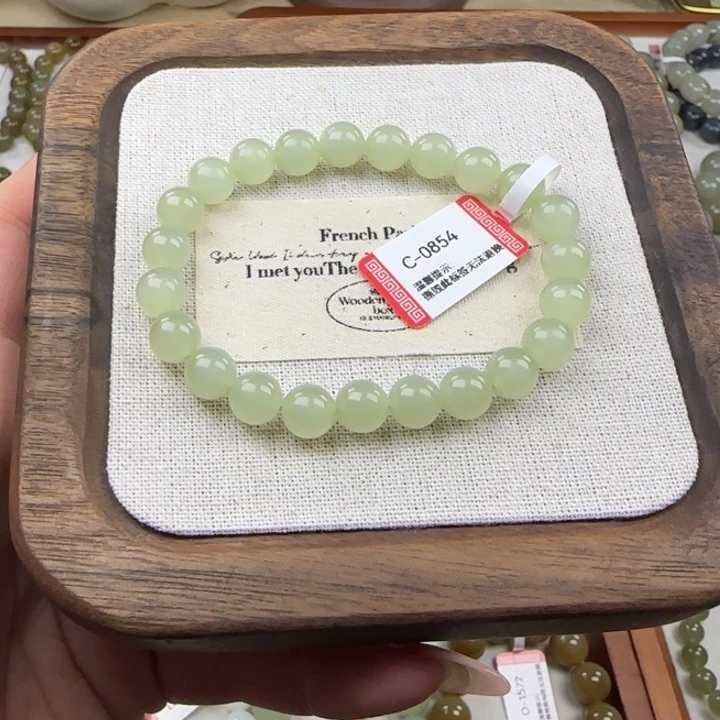 和田玉（糖玉）未镶嵌手串卡8晴水