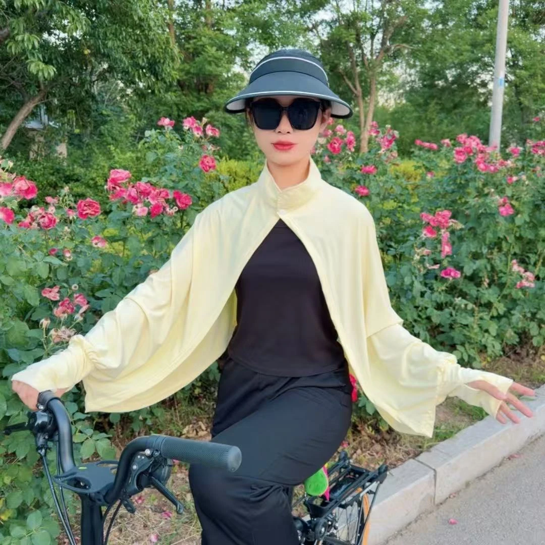 【三伏天必备】防晒披肩女夏季骑车罩衫斗篷透气宽松长袖冰丝薄外套