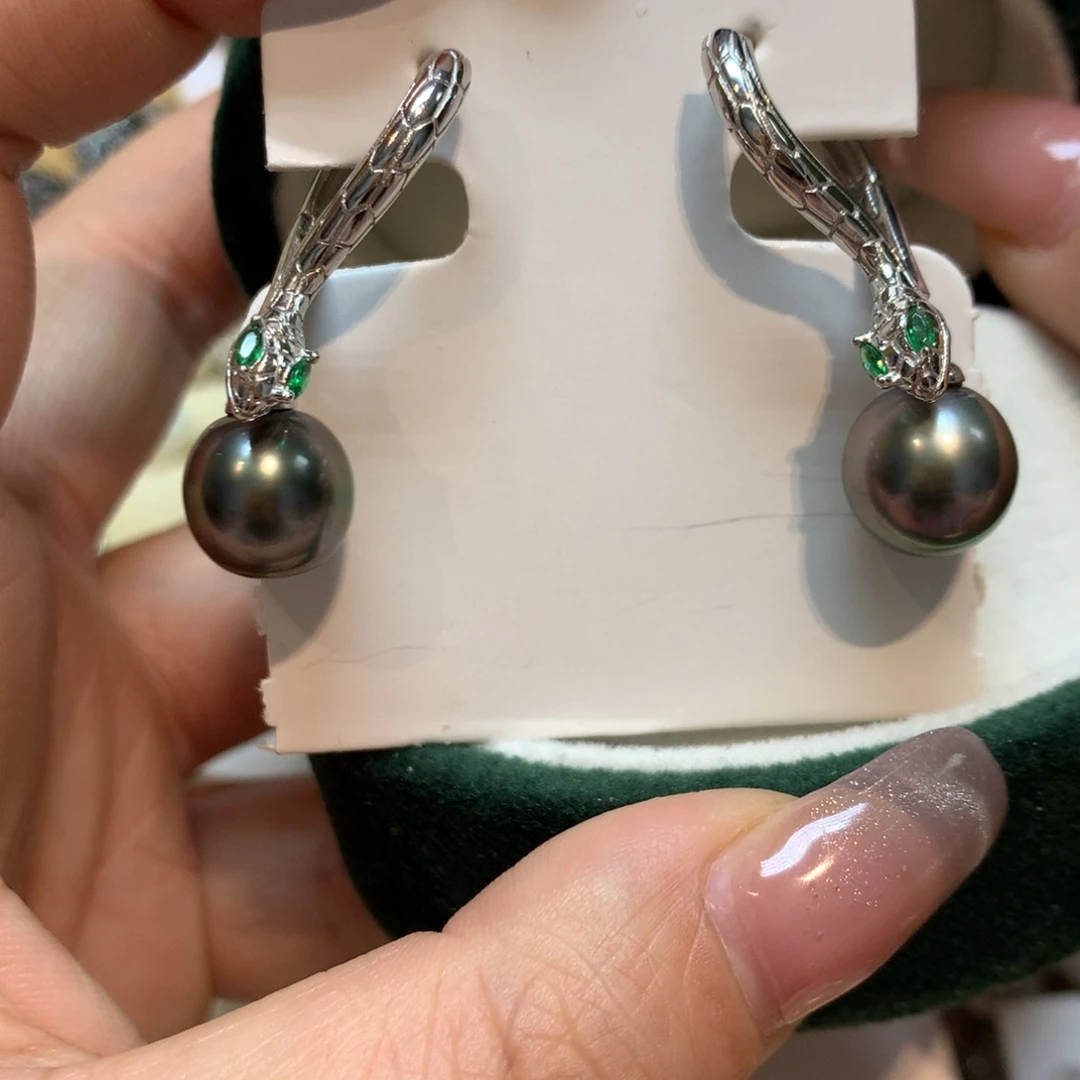 海水珍珠耳饰银S925镶嵌