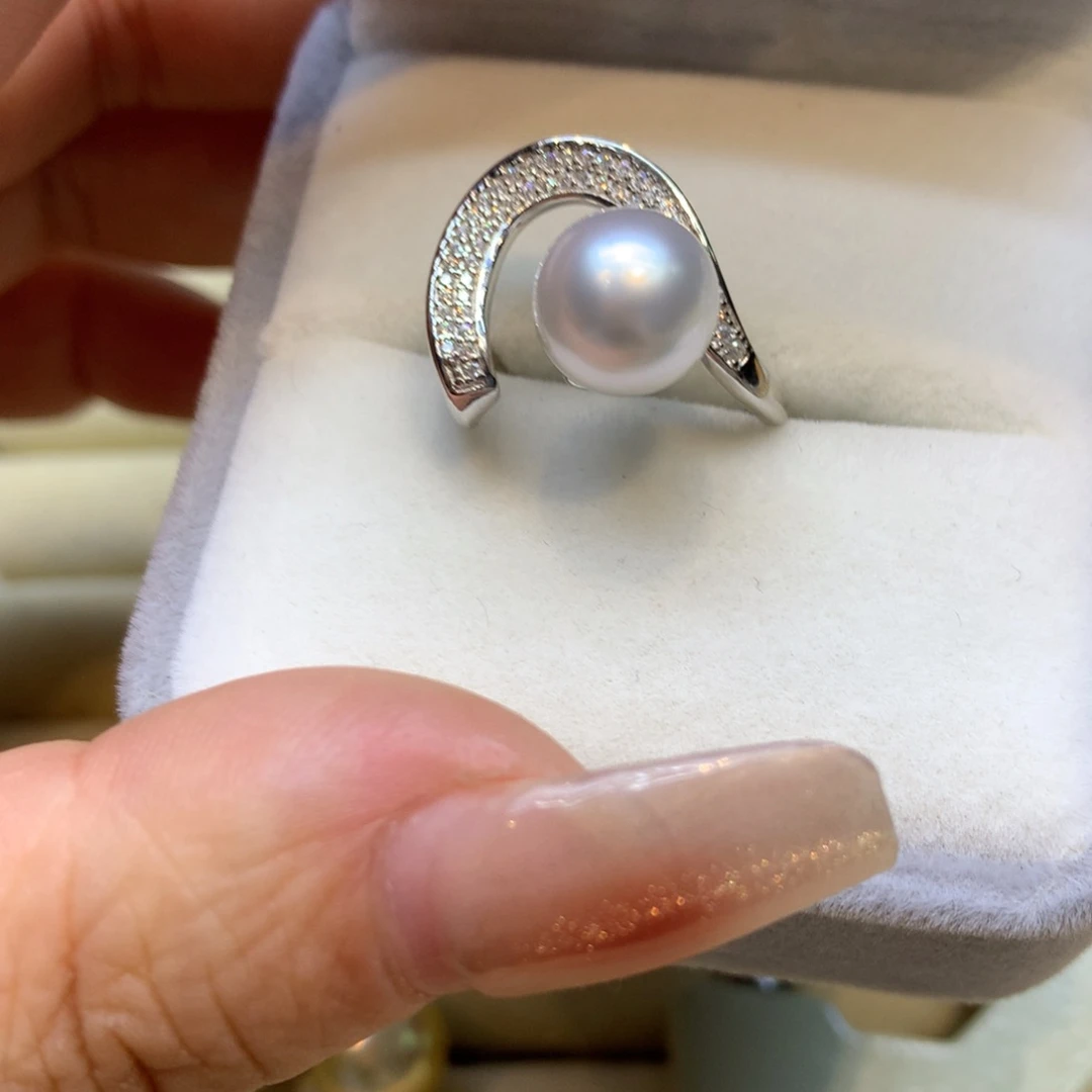 银S925镶嵌戒指海水珍珠