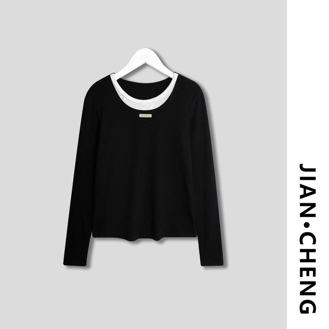 【简柽】假两件上衣D501-T208-1202