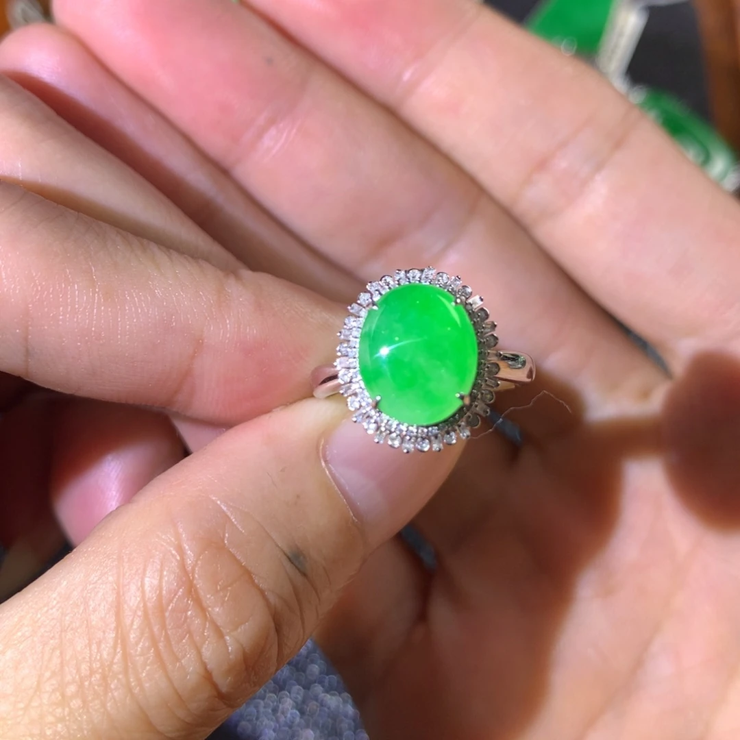 翡翠18K金镶嵌戒指两用款