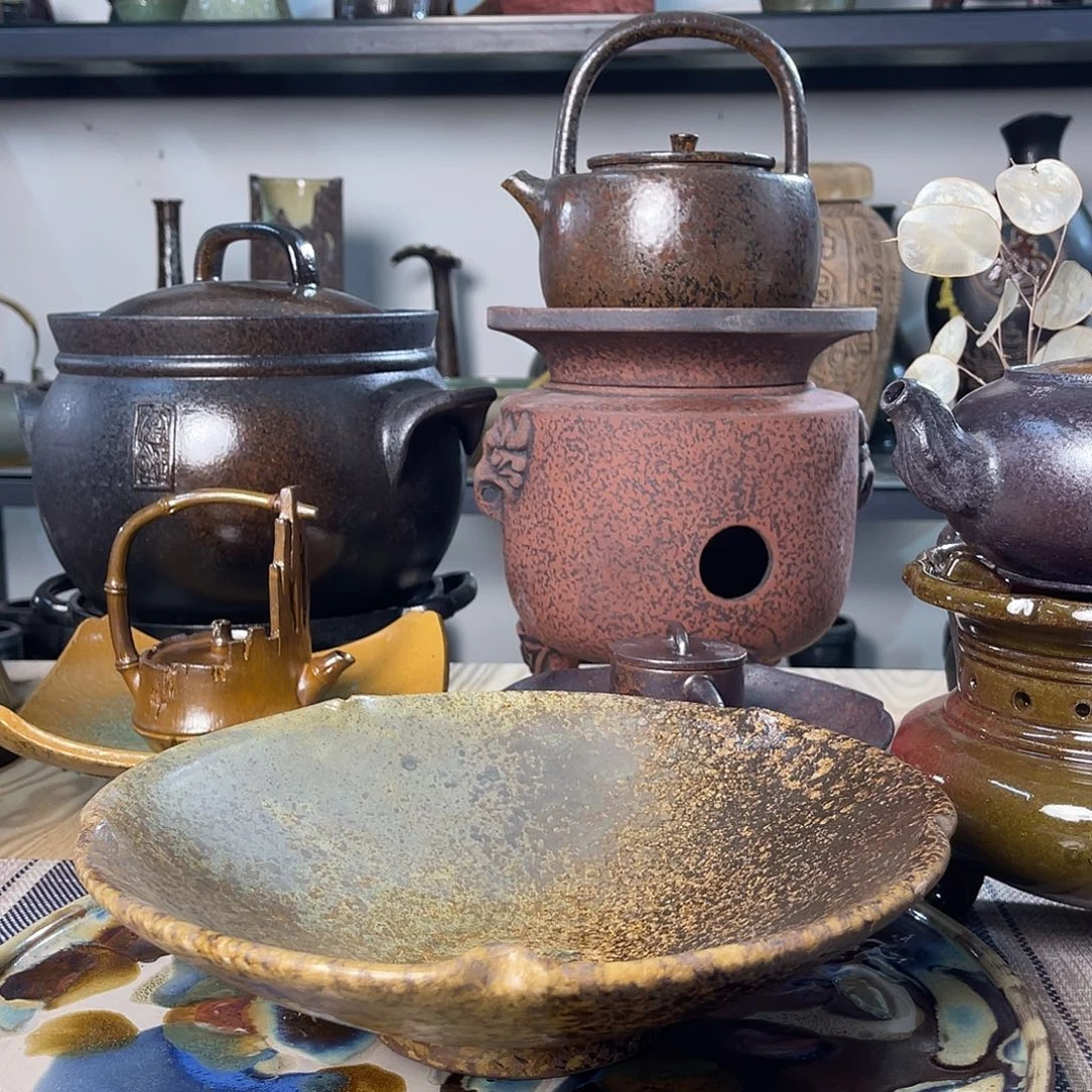 碟紫砂粗陶实用茶盘