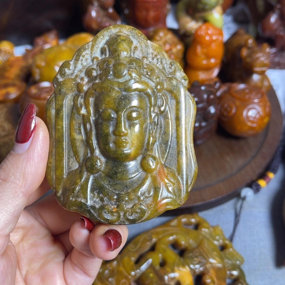 蛇纹石玉合金颈饰