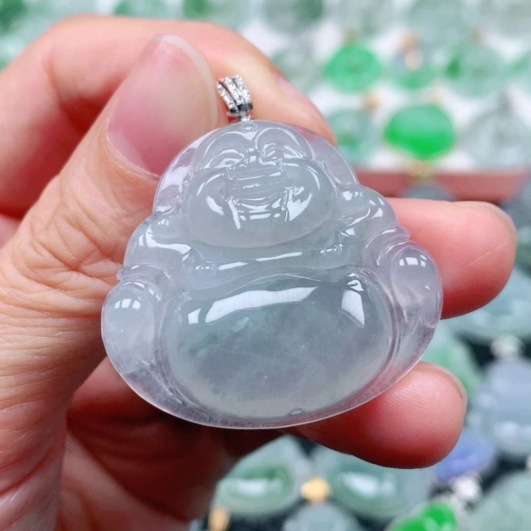 翡翠吊坠(不含链)18K金镶嵌