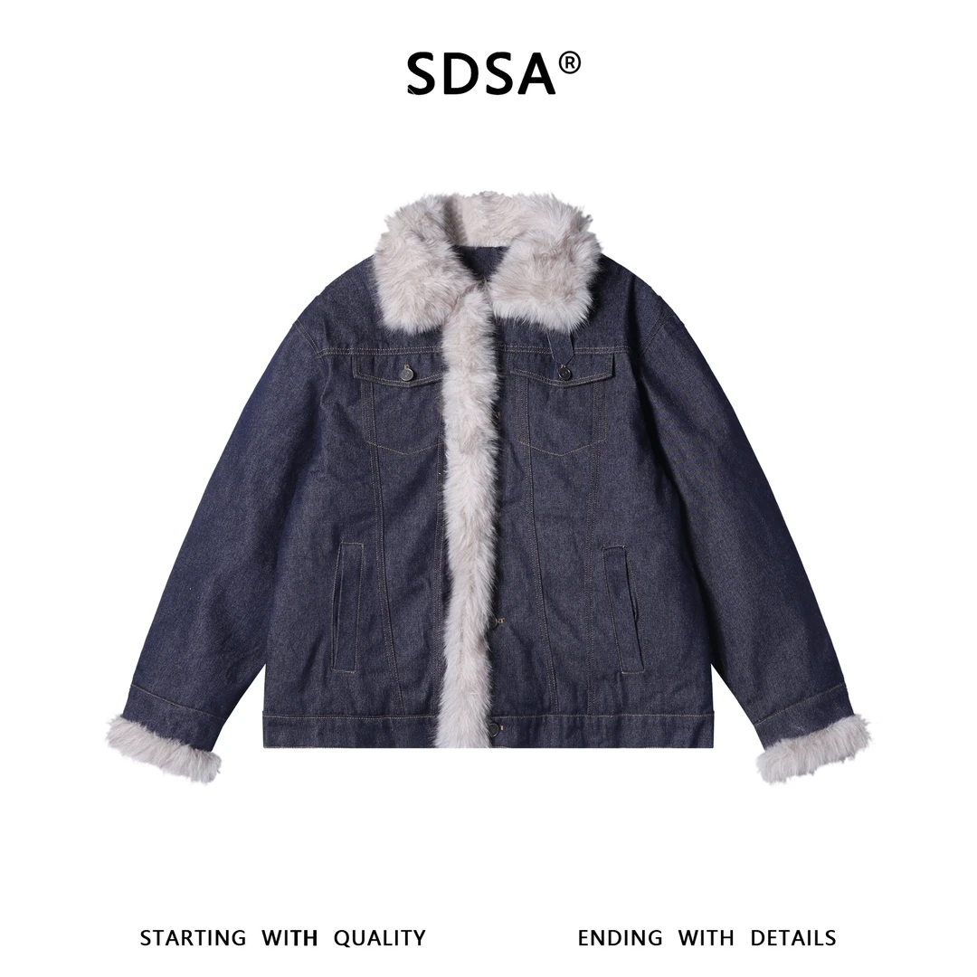 SDSA男士秋冬新款痞帅男装美式复古毛领夹克外套百搭宽松简约