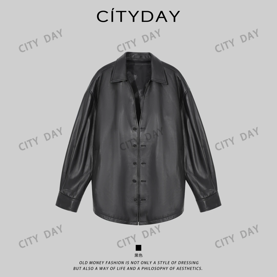 CityDay【楠哥】如约而至·匠心小羊皮 新贵甄选真皮微阔皮夹克 9170