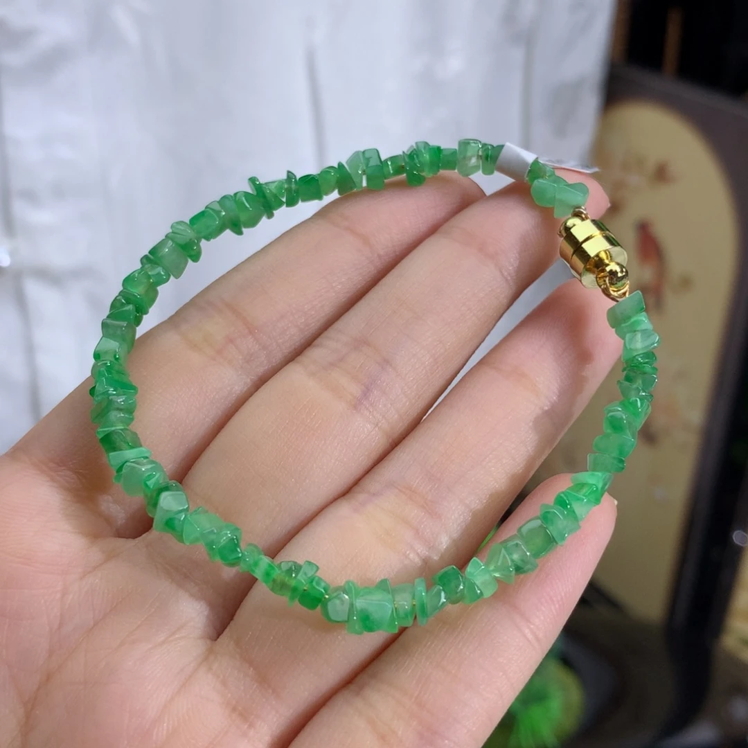 未镶嵌手链翡翠冰胶甜绿碎碎冰
