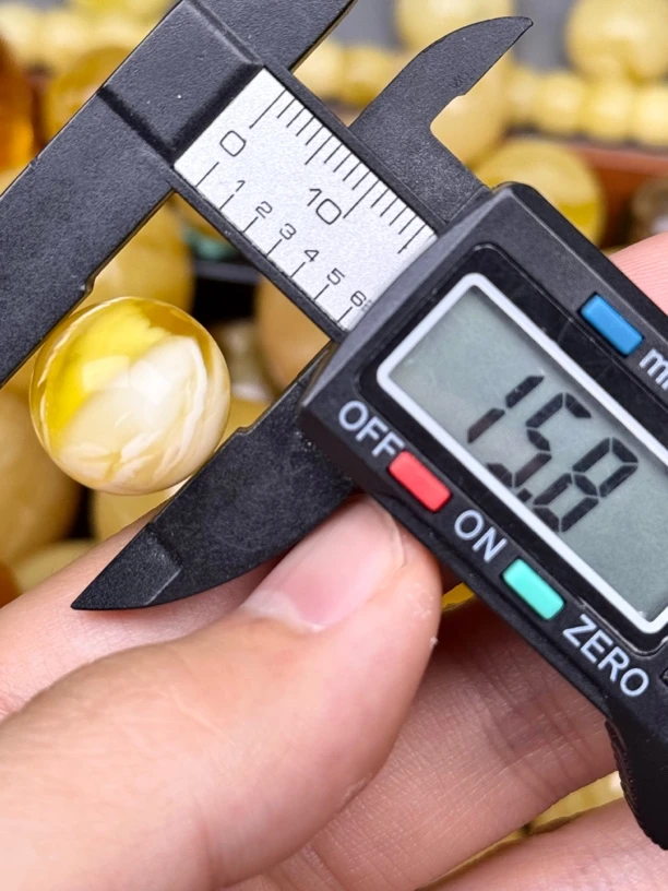 15.8mm俄料国矿一级料浓瓷白妖孽虎皮纹千层雪橘底金溶洞蜜蜡圆珠