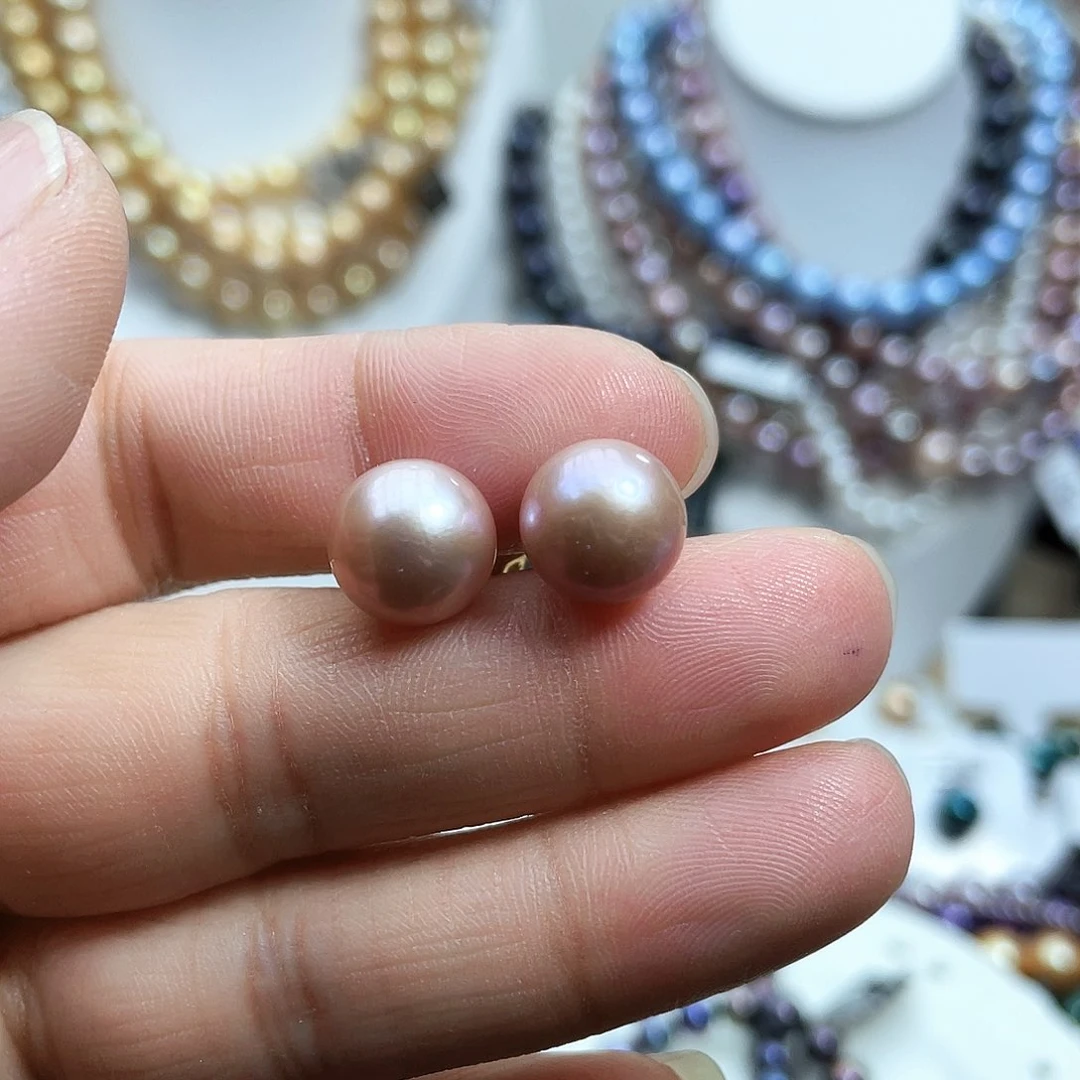 淡水珍珠耳饰银S925镶嵌