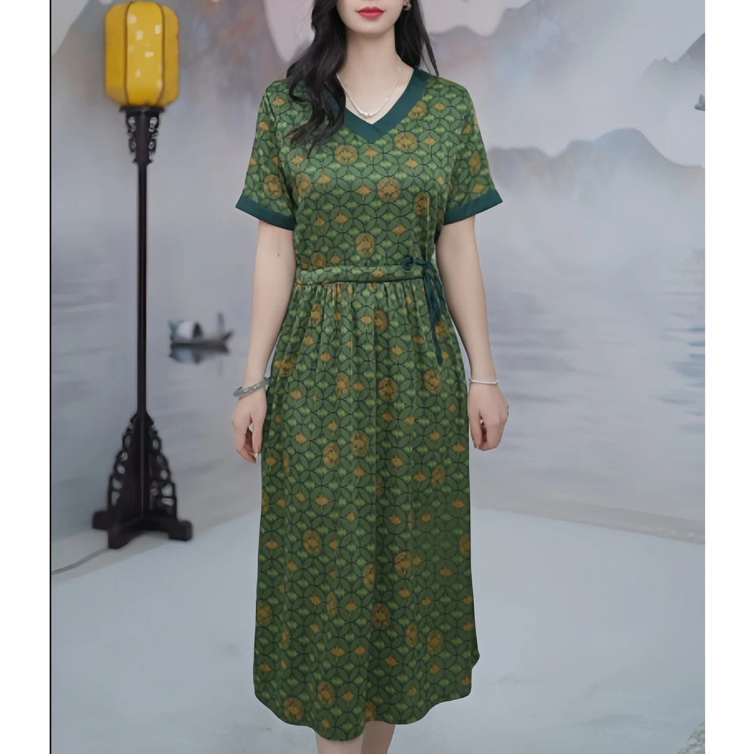 2491夏季时尚休闲气质设计师国风百搭显瘦连衣裙