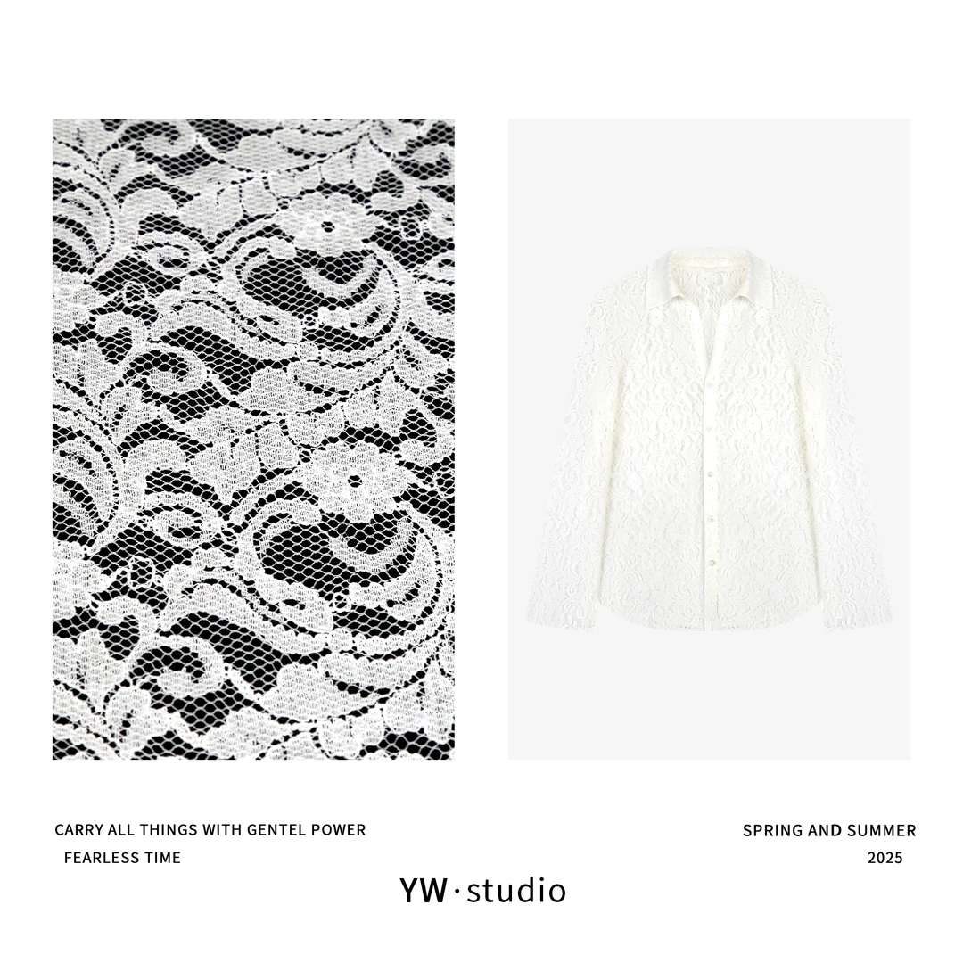 YUWEI/定制 高智感夏季独特蕾丝镂空纯白色 衬衫 CYP25172