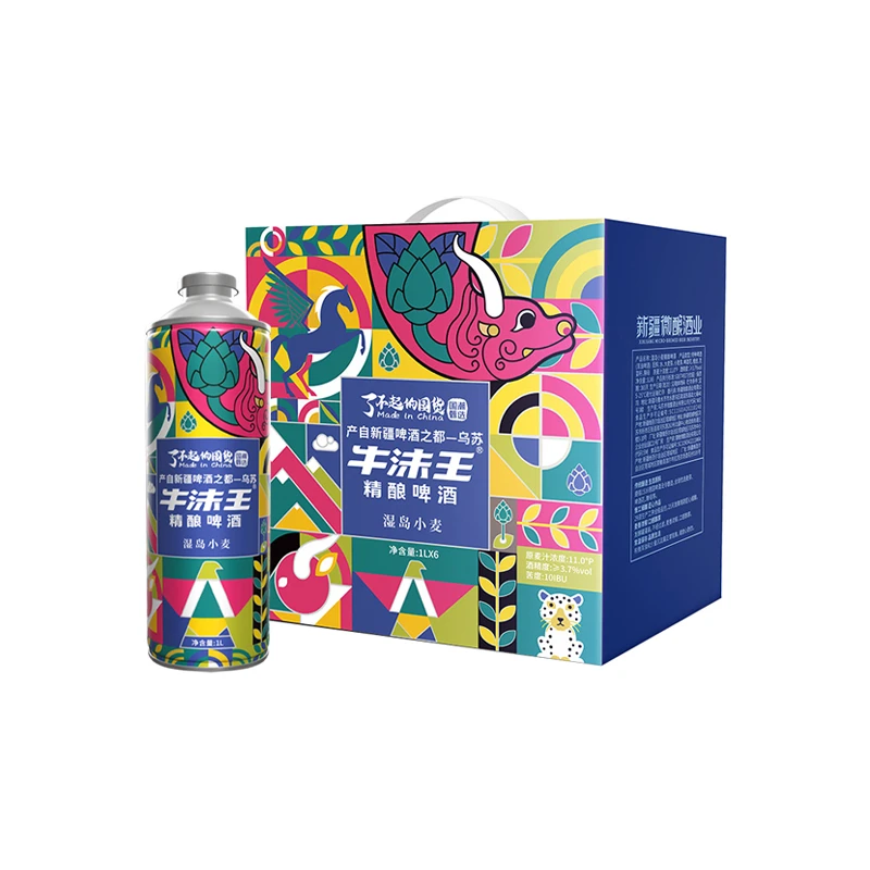 牛沫王新疆野派精酿 湿岛小麦精酿啤酒1L×6瓶