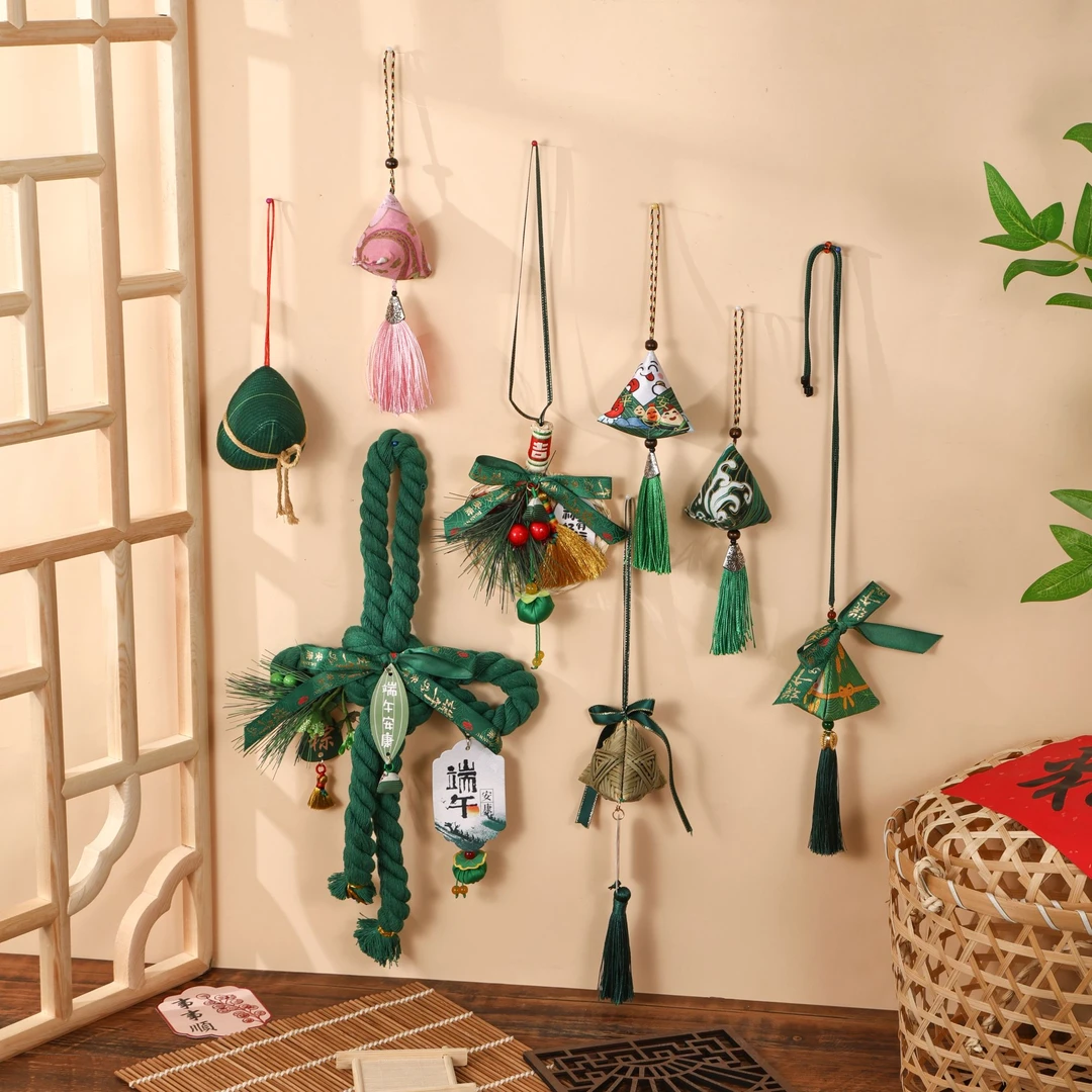 端午节万字结扫把扇子挂饰门挂手工diy花艺礼品装饰材料