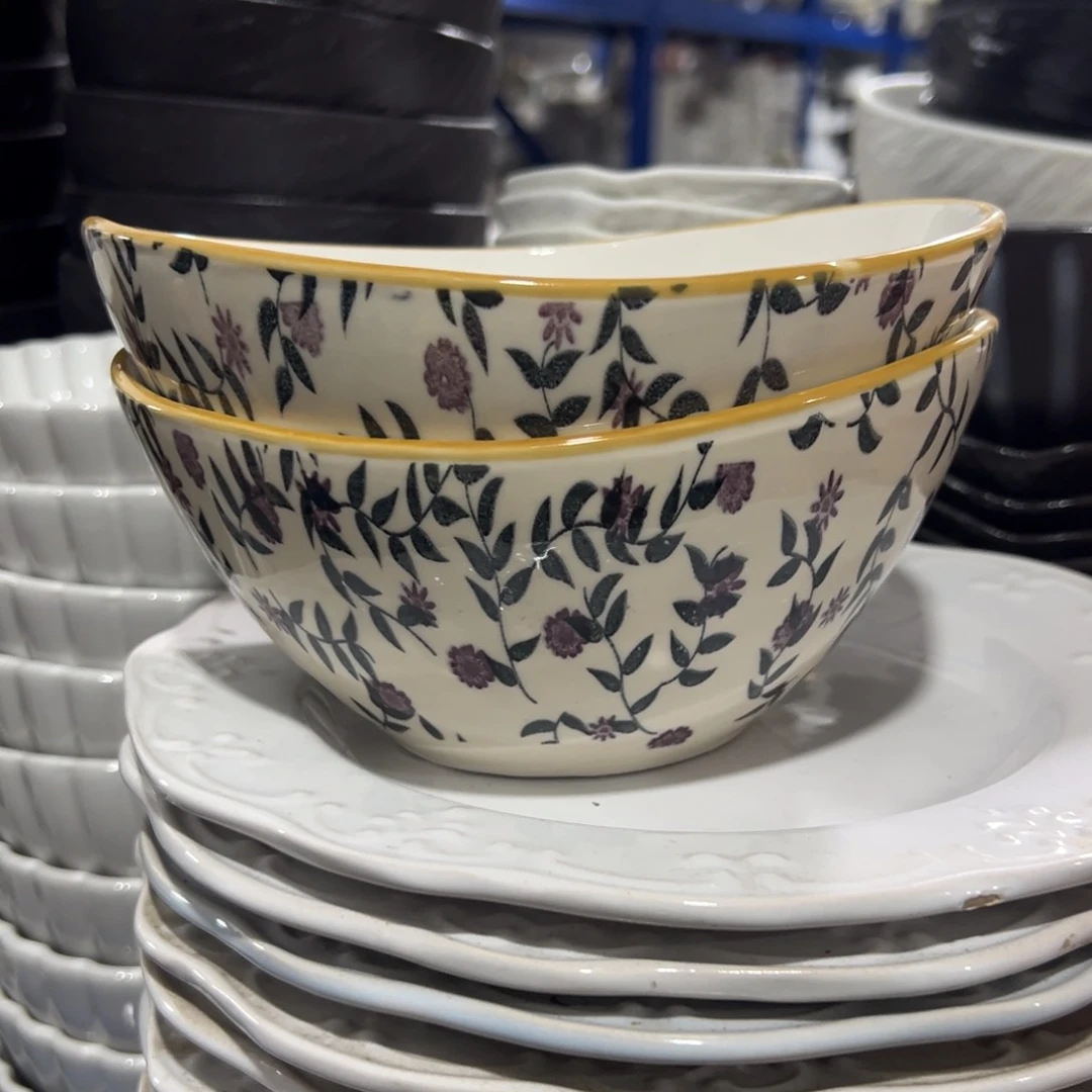 瓷A****?花草异形元宝碗微瑕