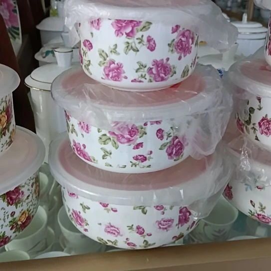 新疆西藏包邮花之恋骨质瓷三件套保鲜碗