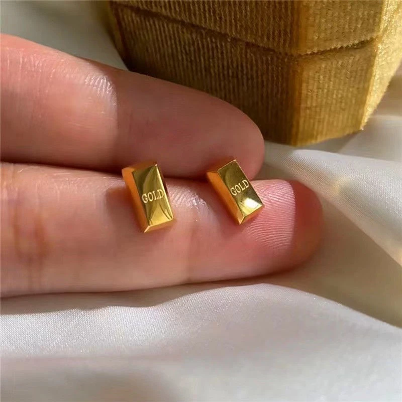 钛钢耳饰 简约时尚小方砖耳钉女小众轻奢设计高级感气质耳饰品