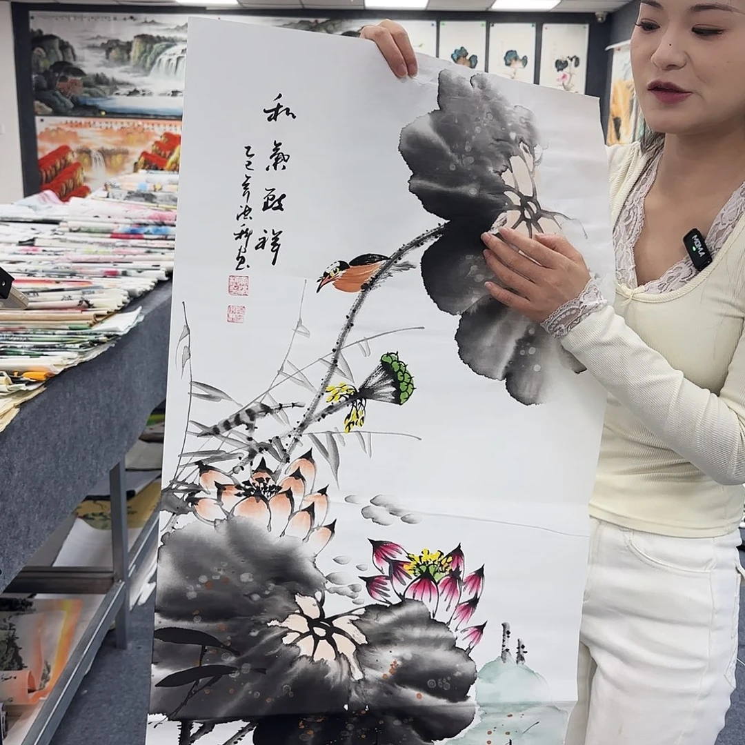 国画作品小姐姐放漏中