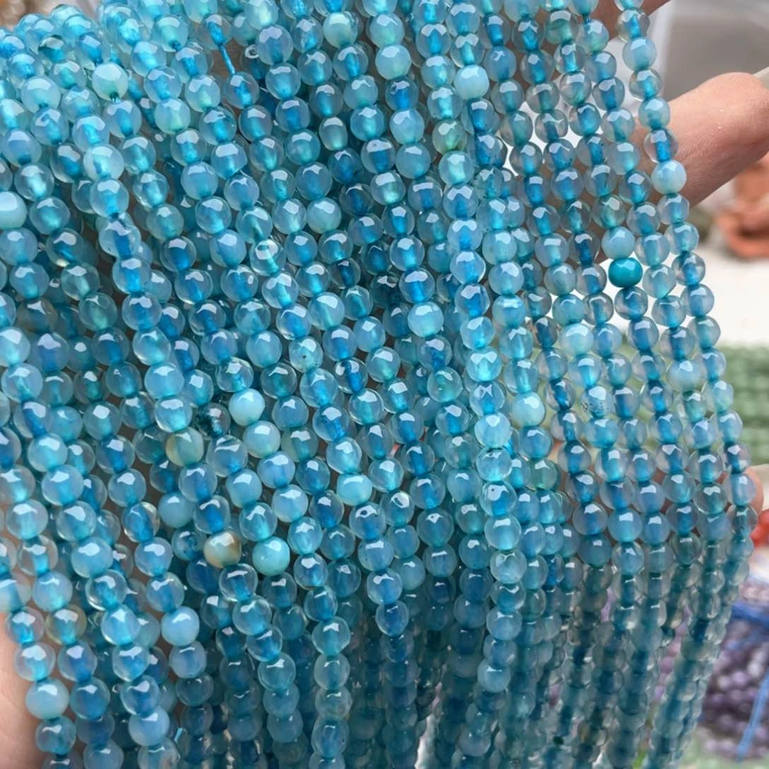 玛瑙/玉髓合金珠宝半成品a62不退换一条装卡4蓝玛瑙切面珠