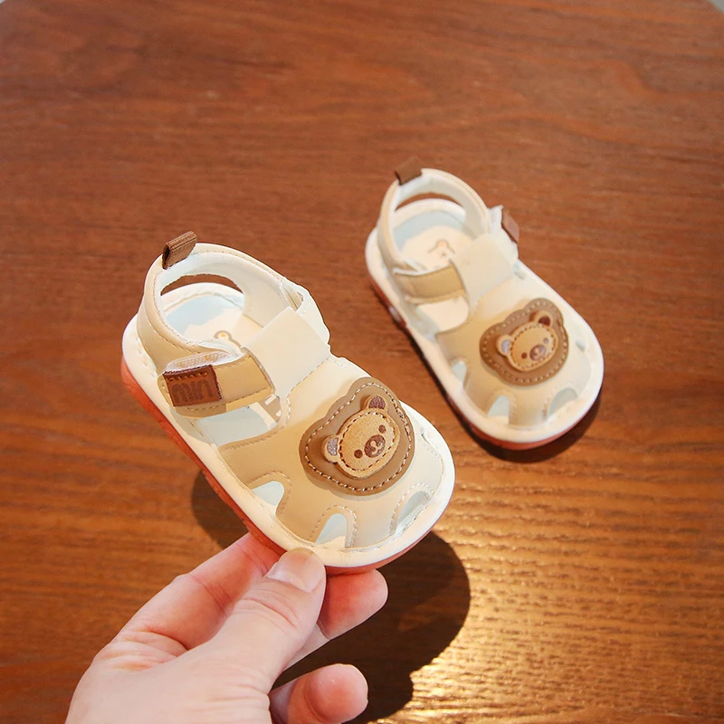 婴儿学步鞋软底6到12个月婴幼儿凉鞋包头一岁男宝宝叫叫鞋子夏季8