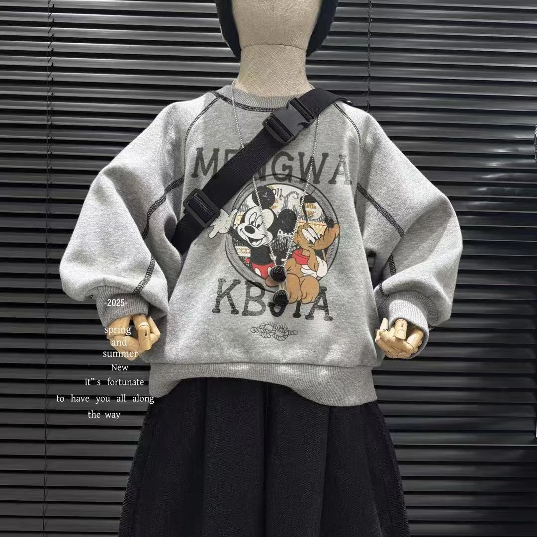 儿童秋季新款米奇卫衣2025新款韩版洋气卡通印花卫衣宽松百搭舒服