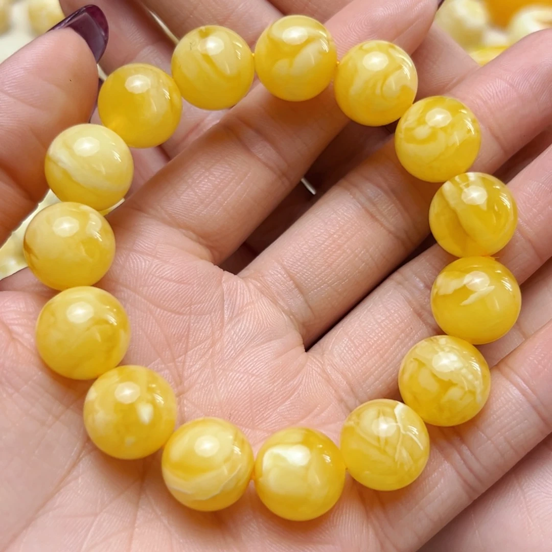 蜜蜡裸石未镶嵌14mm单圈