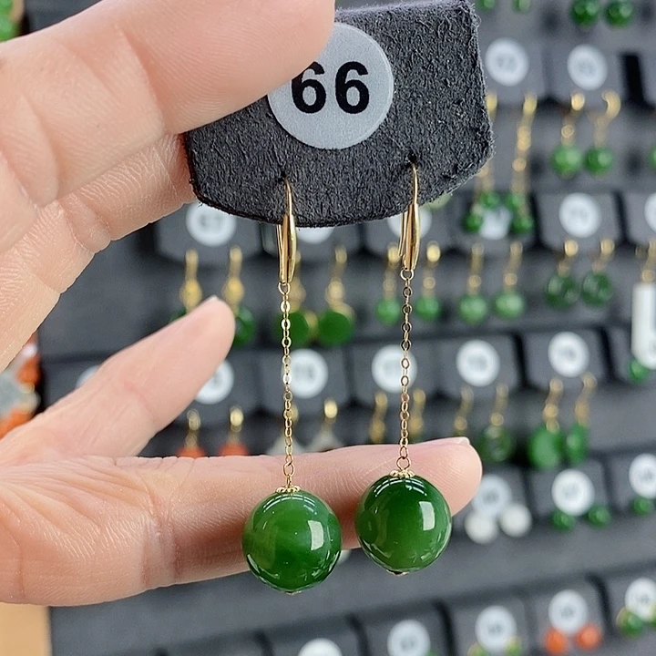 和田玉耳饰18K金镶嵌