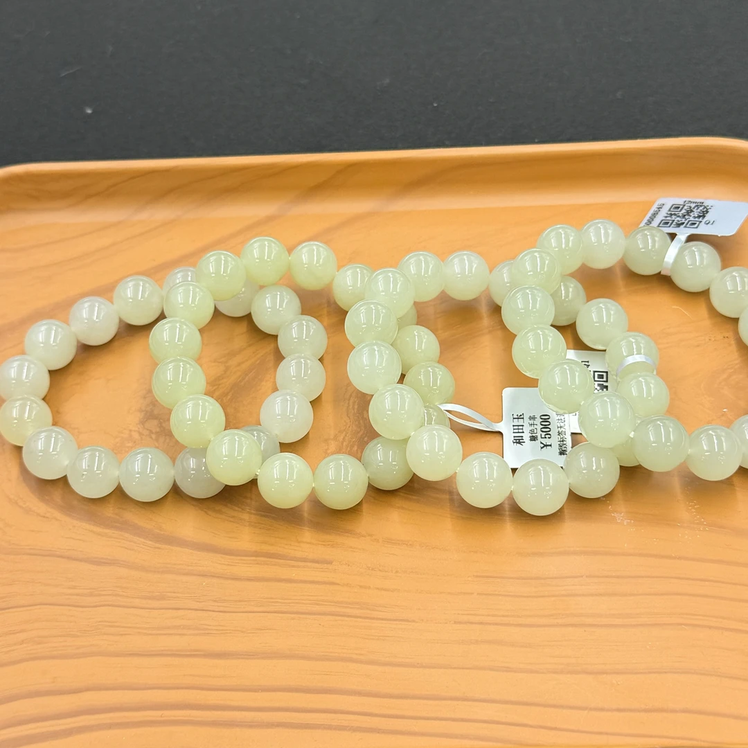 天然和田玉手串12mm冰晴水气质
