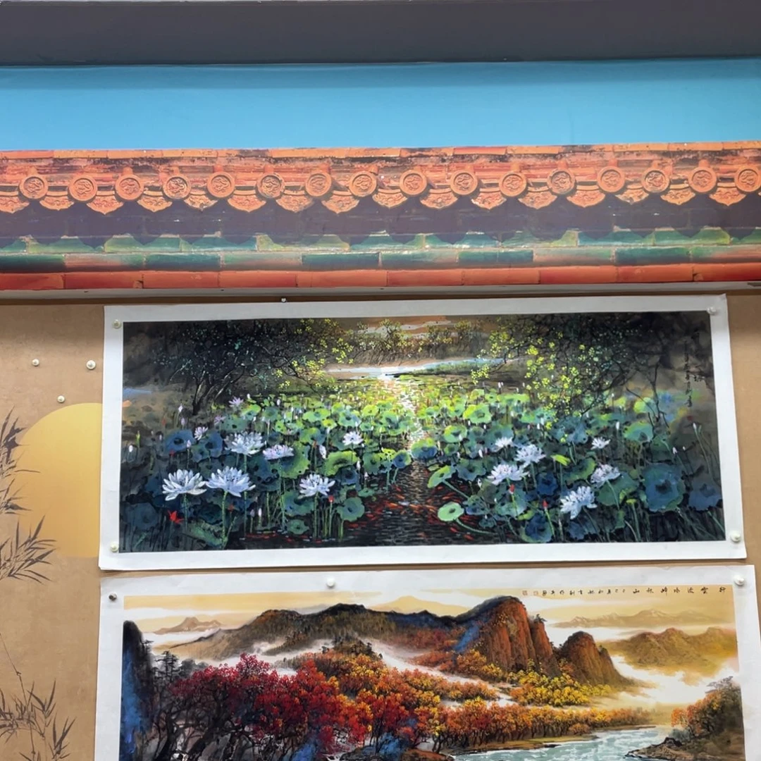 国画手绘国画，山水精品，荷塘
