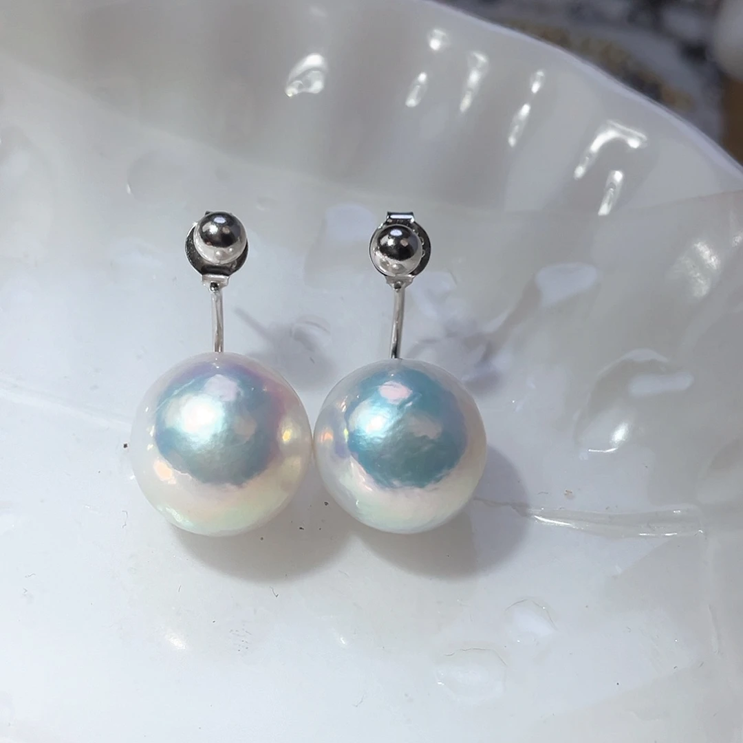 银S925镶嵌淡水珍珠耳饰