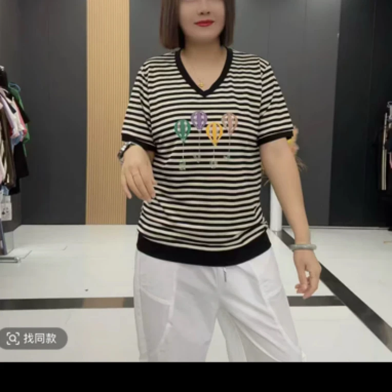 彤2637条纹洋气时尚显瘦半袖衫