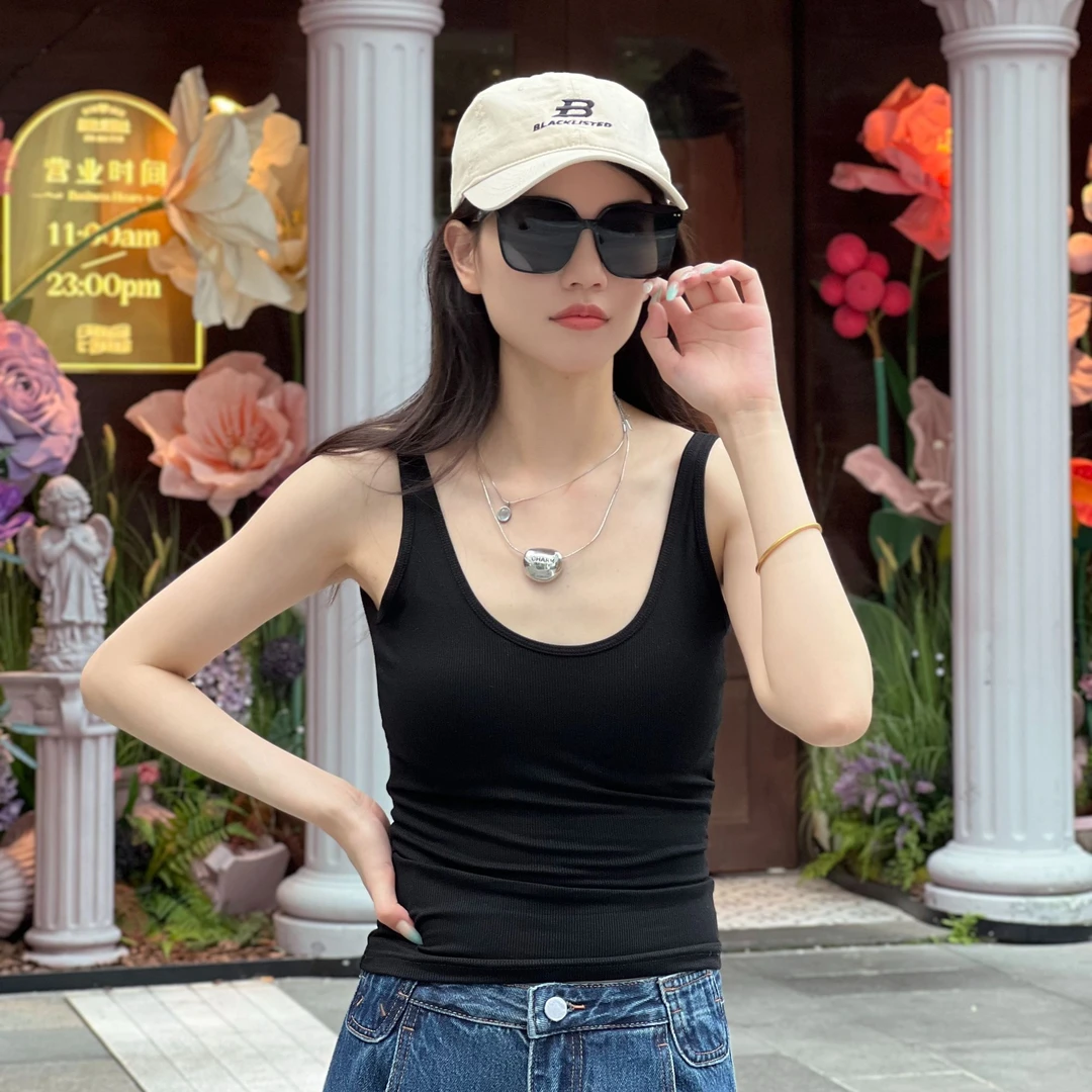 夏季主播同款极简风性感风修身型吊带百搭背心
