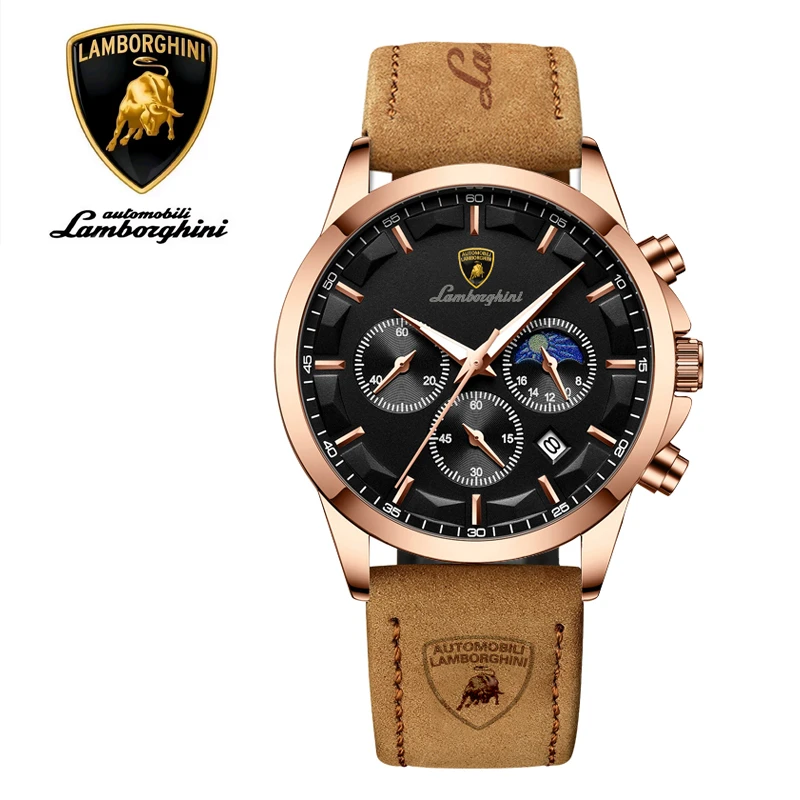 AUTOMOBILI LAMBORGHINI兰博基尼联名款928玫黑真皮磨砂表