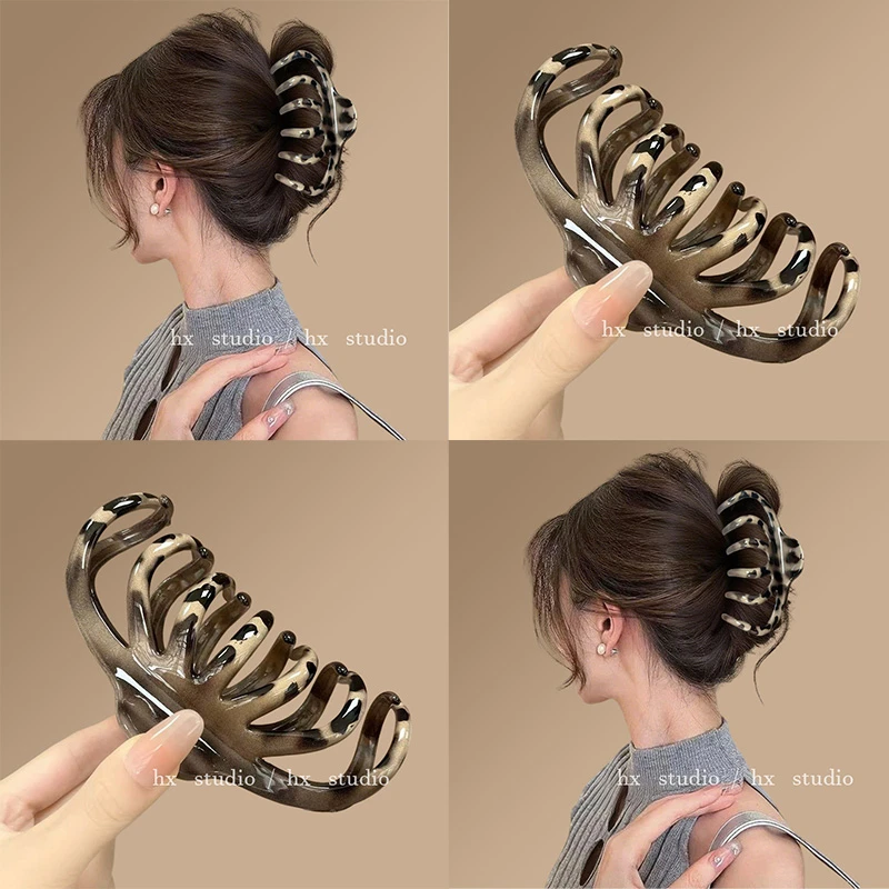 韩系复古气质大号南瓜抓夹女2025新款高级感盘发鲨鱼夹后脑勺发夹