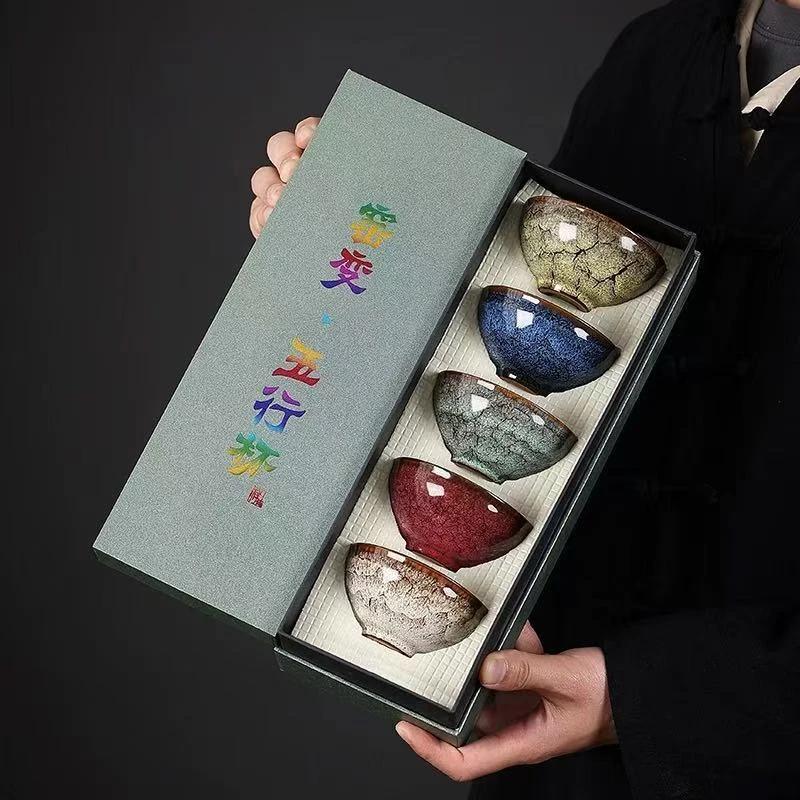 五行杯套装 （配礼盒）陶瓷手工工艺茶器茶杯茶具主人杯